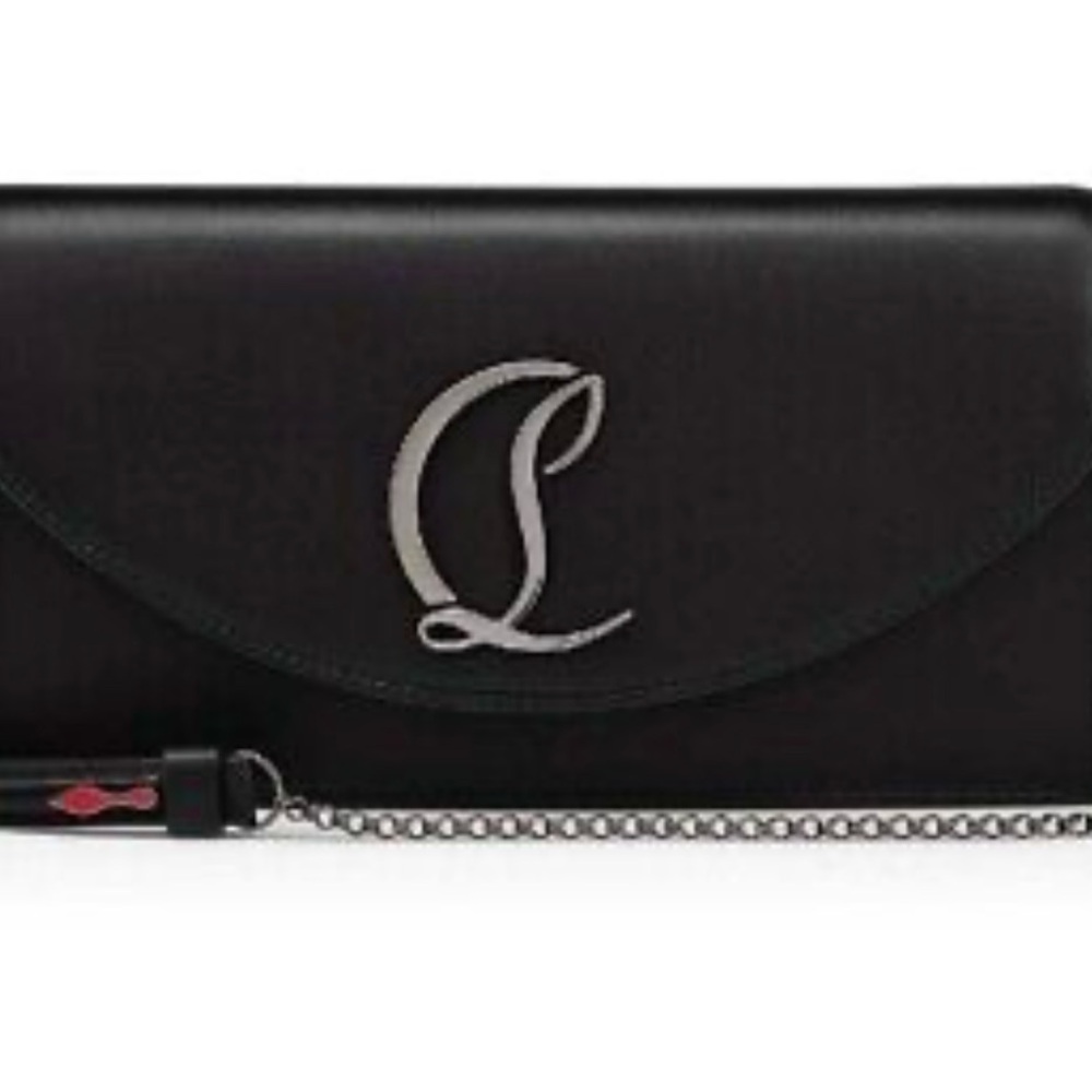 Christian Louboutin Black Clutch with Silver Chain